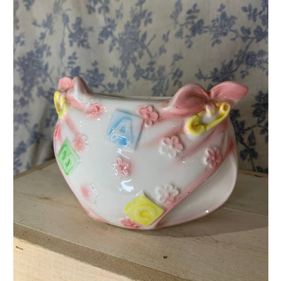 VTG Ceramic Relpo Diaper Planter New Baby Girl - Picture 1 of 8